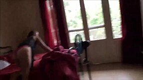 French amateur girl gets fucked doggystyle in satin lingerie