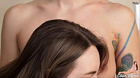 Young sultry vixen that has stars in her eyes views Inked seductress Ciren Verde’s petite breasts