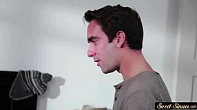 This video showcases stepdaughter giving and receiving penis in missionary-position intercourse