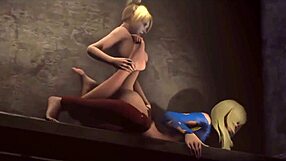 Close up anal sex: young blonde teen with her girlfriend enjoys 3D cartoon lesbian porn