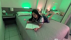 An intelligent schoolgirl fools around with her teacher with the aim to set herself and school reputation