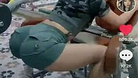 Playful beauty of Asian lady demonstrates her stunning capability to stretch