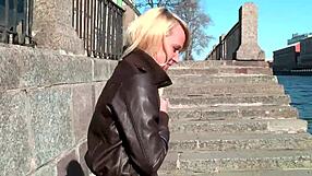 Charmining European girls exposed their breasts and their genitals in public places