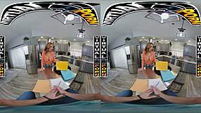 This academic MILF with a VR headset on is teaching her stepson about pleasure