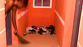 As I am self pleasured at the door, one my husband pleases my co wife