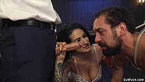 Busty Femdom Dominates Bisexual Dudes with Rough Play