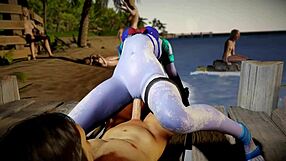 Sexy beach tease as an Overwatch-themed anime hentai
