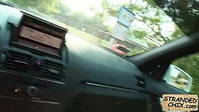 Kira Queen 2: Young woman hitchhiking gets in the car to get fucked