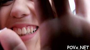 A young girl has her wet and dirty pussy licked by a muscular man in this hardcore POV flick