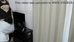 A young couple gets intimate in their living room fresh from school