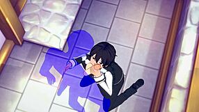 Kirito's passionate blowjob in Sword Art Online Yaoi: Asian game porn