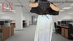 C هoti secretary removes her clothing to work in the office