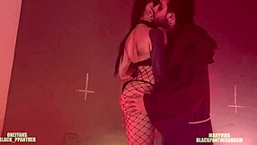 Submissive the petite conjures a demon for Halloween BDSM encounter of intense