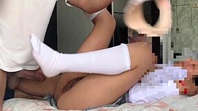 Intimate encounter in which young girl receives mathlessons from her tutor