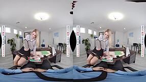 Abby Adams performs an original hand job and gets a passionate fuck at the office