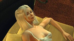 Young blonde forced to punish in Sims 4 Halloween game