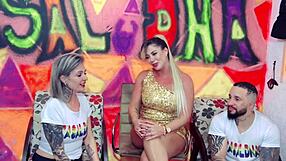 Sexy blonde Beatriz Sampaio comes to a shoot for an interview and gets fucked