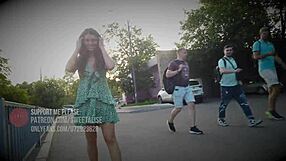 Crossdresser puts her all on display in public, shows up in thong without panties
