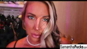 Samantha Saint and her intimate nudity and her seductive strip show