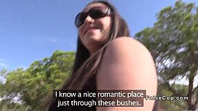 Policeman finds out how amateur with big boobs likes getting fucked in outdoor office parking lot