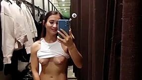 Blonde lesbian babe gets fucked in the locker room