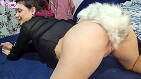 Tiny pregnant woman enjoys rough anal sex with black dildo to get rid of her husband