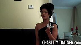 Femdommes and Bdsm sex with chastity humiliation and handjob