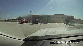 Public gloryhole fun with swallowing cum