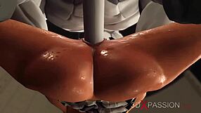Hot blonde in restraints gets fucked by an alien in a 3D laboratory