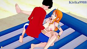 3D animated hentai with Ecchi content featuring One Piece characters.