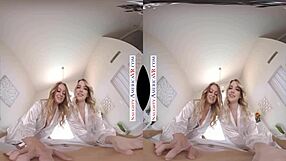 Virtual reality experience with Kenna James and Veronica Weston in Naughty America.