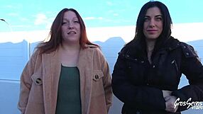 First time lesbian experience with big boobed brunettes and reds