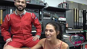 Amateur video of horny busty brunette Aurora in a threesome