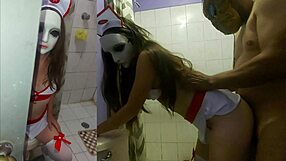Stepfather and stepdaughter’s Halloween party scene turns into a steamy bathroom encounter