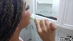 Stepbrother seduces stepdaughter in the bathroom and gives her anal sex
