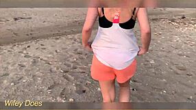 Big tits amateur flashing at sunset