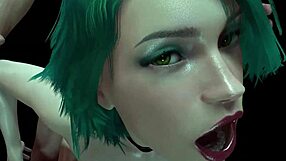 Beautiful woman with green hair has rough anal sex in 3D adult film
