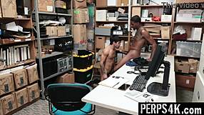 Straight guy gets rough and tumble treatment from gay mall cop in perps4k video
