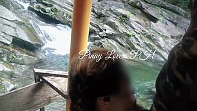 Public waterfall fun with horny Pinay teen