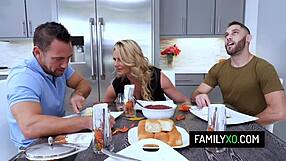 Busty Stepmom Phoenix Marie Bangs Stepson and Army Friend for Thanksgiving