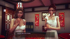 3D animated hentai with two hot brunettes in HS2 sex game