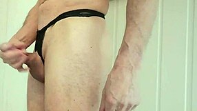 Solo male sexuality with crouchless fetish and butplug accessory