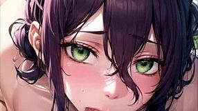 Reze’s blowjob scene in Chainsaw Man hentai with bondage and jerk off encouragement