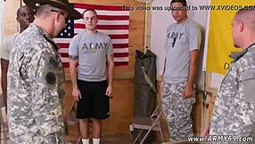 Gay military drill sergeant leads group sex session