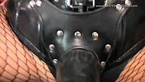 Femdom mistress shows her power with a spit job on her big black cock
