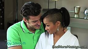 Beautiful masseuse gives a facial in high definition video.