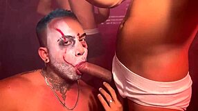 Gay Halloween party turns into a wild orgy with DP action