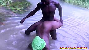 Beautiful African and European amateur girls in hot group sex in the jungle