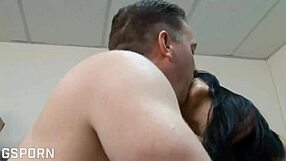 Hot office action with a hot Latina with a hairy pussy