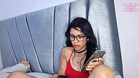 Carahoney is happy because she has her pussy licked while she is editing her videos.